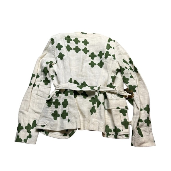 💚 L.A.M.B. by Gwen Stefani Linen Belted Blazer 8 🌿 Clover Print Designer Chic 💚 - Picture 3 of 10